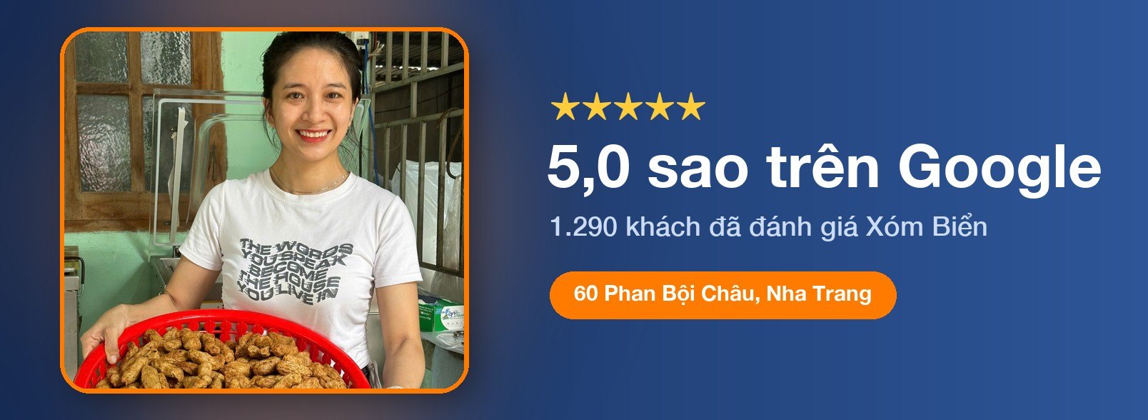 Trang chủ 50 Xóm Biển 5,0 sao trên Google với 1.290 đánh giá, 60 Phan Bội Châu Nha Trang