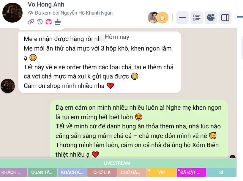 Khách hàng nói gì về Xóm Biển 26 Phản hồi khách hàng về chả cá, chả mực - Xóm Biển Nha Trang