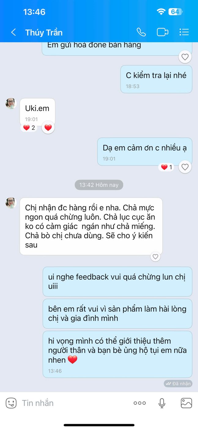 Khách hàng nói gì về Xóm Biển 38 Phản hồi khách hàng về chả lụa, chả mực - Xóm Biển Nha Trang