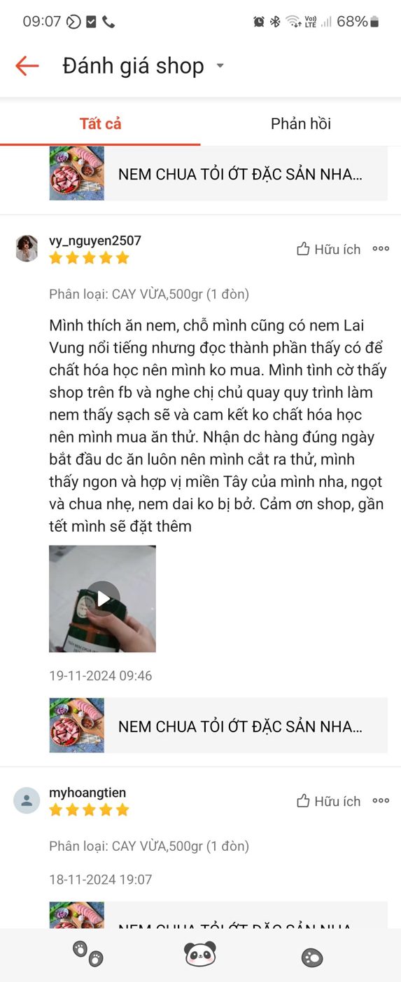 Khách hàng nói gì về Xóm Biển 45 Phản hồi khách hàng về nem chua - Xóm Biển Nha Trang